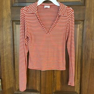 Livi by Olivia Rae Orange & White Striped Crop Top, S